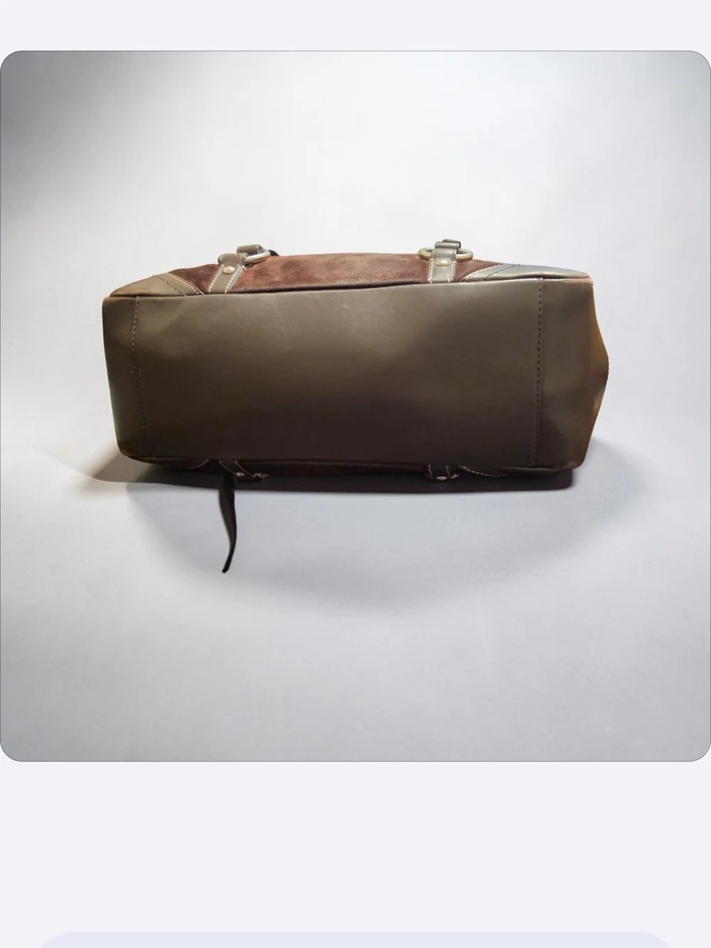 Coach Classic Dark Brown Suede Tote Bag with Metal Ring Accents